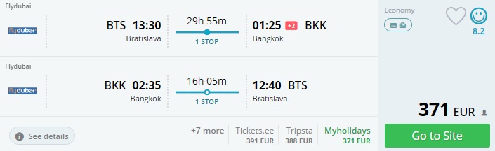 flights from bratislava to thailand