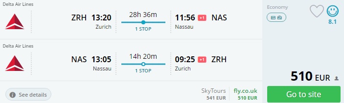 flights to bahamas from europe