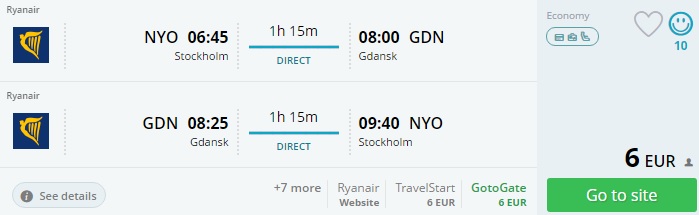 flights to gdansk from stockholm