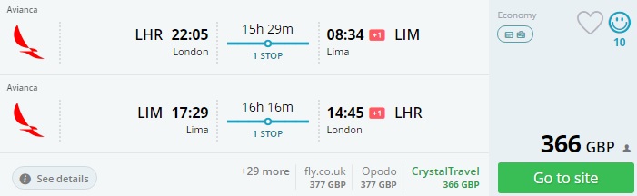 flights to peru from london