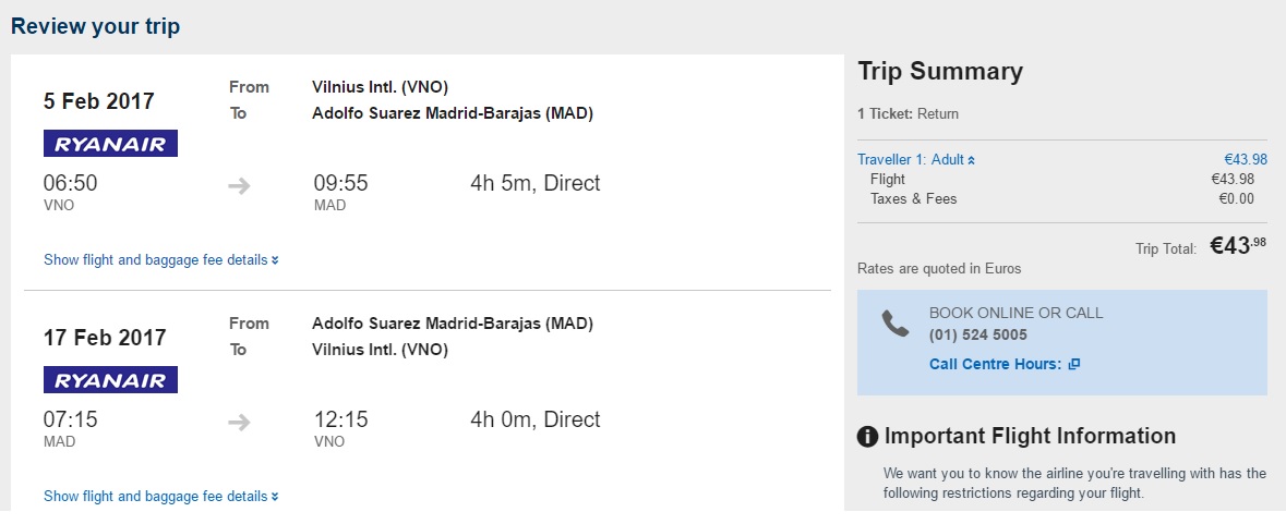 fly to madrid