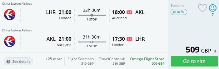 cheap flights from london to auckland