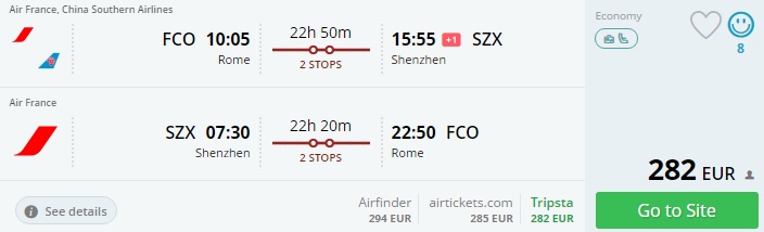 cheap flights from rome to china