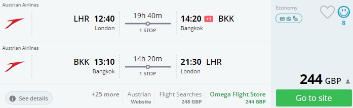 error fare from london to thailand