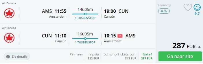 flights from amsterdam to cancun