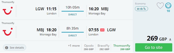 flights from london to jamaica