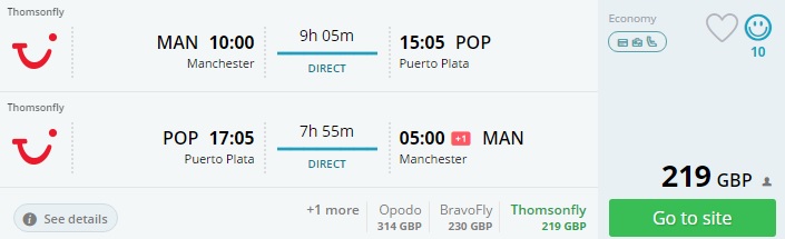 flights from manchester to dominican