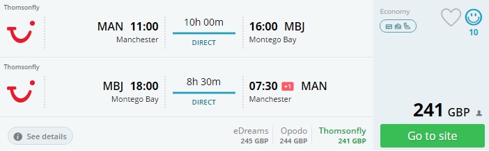 flights from manchester to jamaica