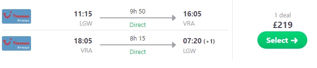 flights from the uk to cuba