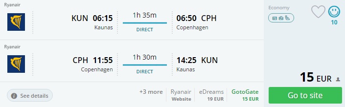 flights to denmark from kaunas lithuania