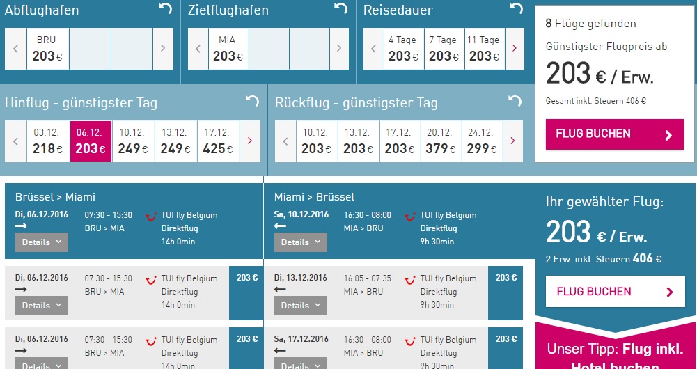 flights to miami from brussels