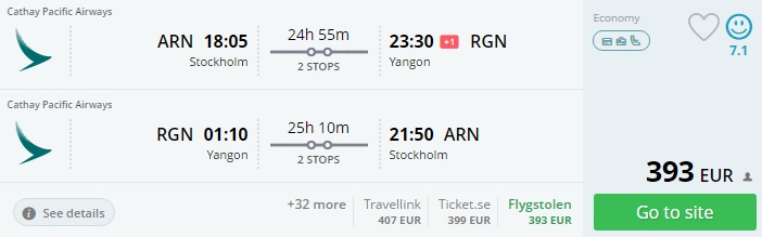 flights to myanmar from stockholm