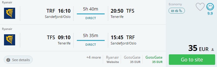 flights to tenerife from oslo