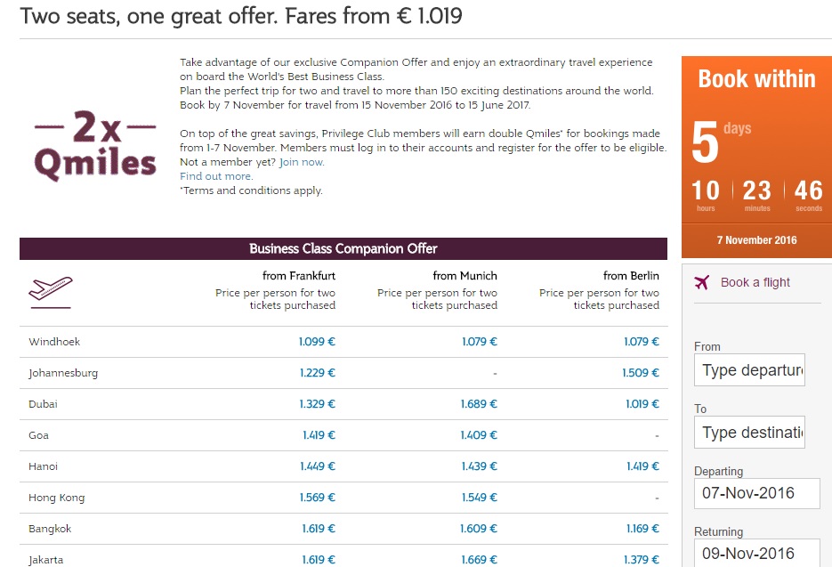 qatar airways global sale promotion