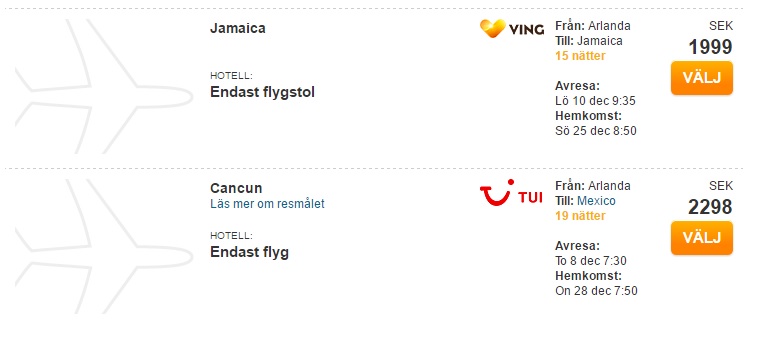 stockholm to jamaica