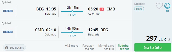 belgrade to sri lanka