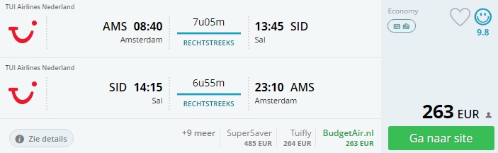 flights from amsterdam to cape verde