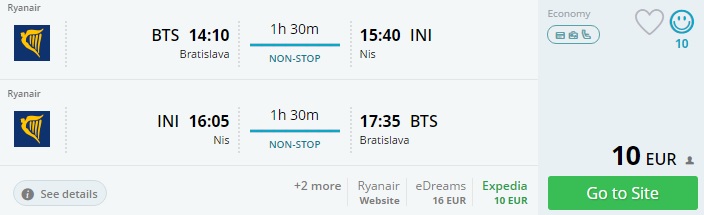 flights from bratislava to serbia