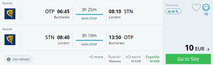 flights from romania to london