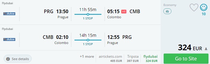flights from prague to sri lanka