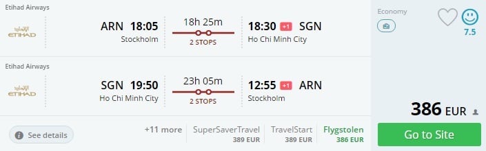 flights from stockholm to vietnam