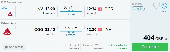flights from the uk to hawaii