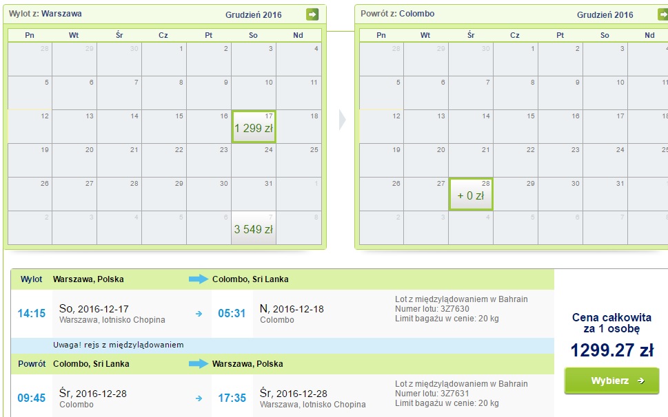 flights from warsaw to sri lanka