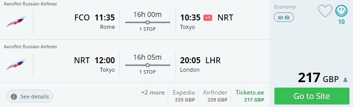 rome to tokyo