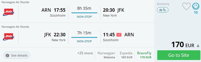 to new york from stockholm