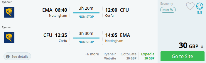 flights from uk to corfu