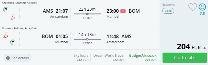 amsterdam to india