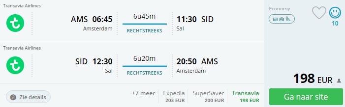 flights from amsterdam to cape verde