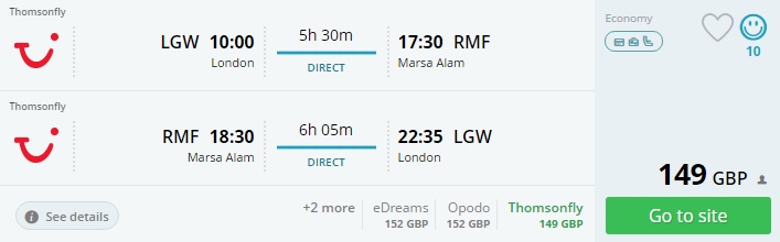 flights from london to marsa alam egypt