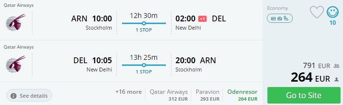 flights from scandinavia to delhi