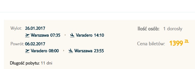 flights from warsaw to cuba