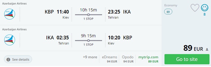 kiev to iran
