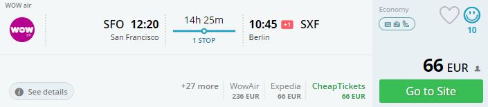 One-way flights from the USA to Europe