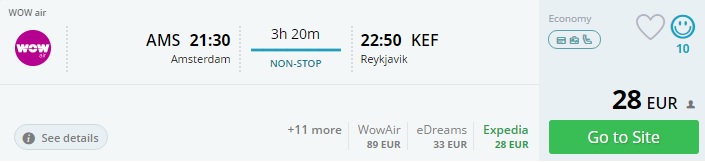 flights from amsterdam to iceland