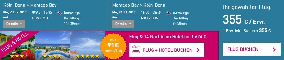 flights from cologne to jamaica