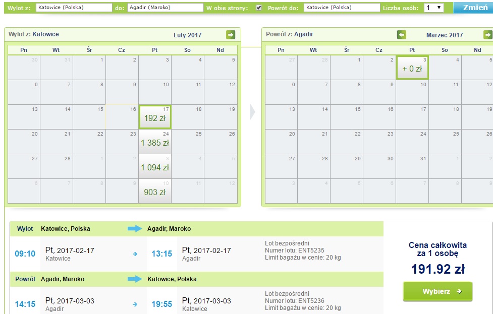 flights from katowice to morocco