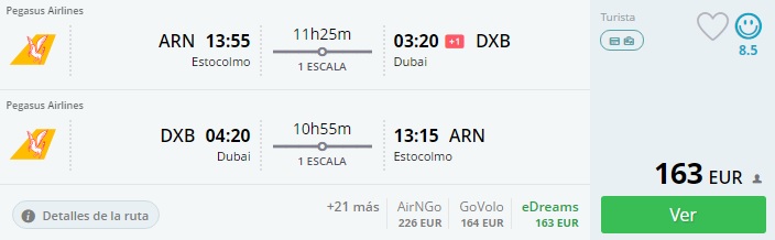 flights from stockholm to dubai