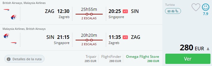 flights from zagreb to singapore