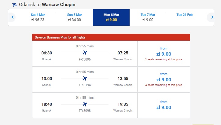 ryanair flights in poland