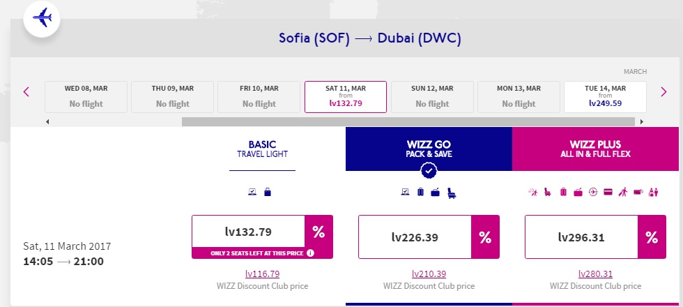wizzair flights to dubai