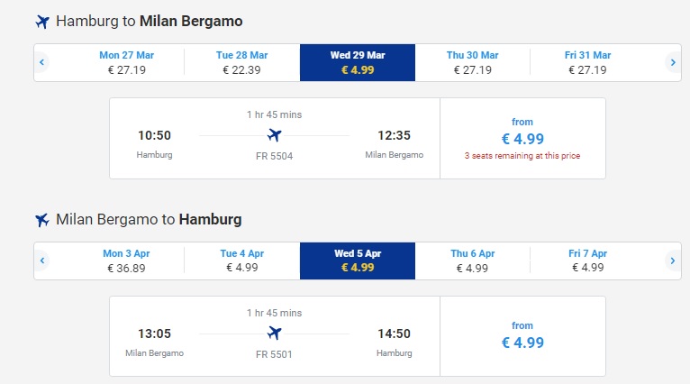 RYANAIR flights to ITALY from Germany
