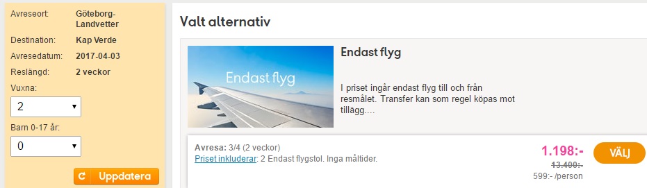 cheap flights from gothenburg to sal
