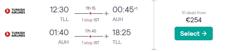 cheap flights tallinn abu dhabi