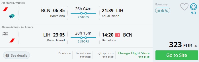 cheap flights to hawaii from barcelona
