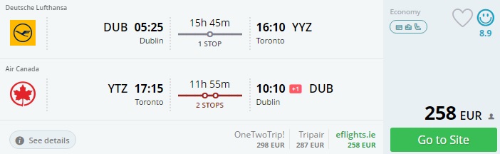cheap flights to toronto from ireland