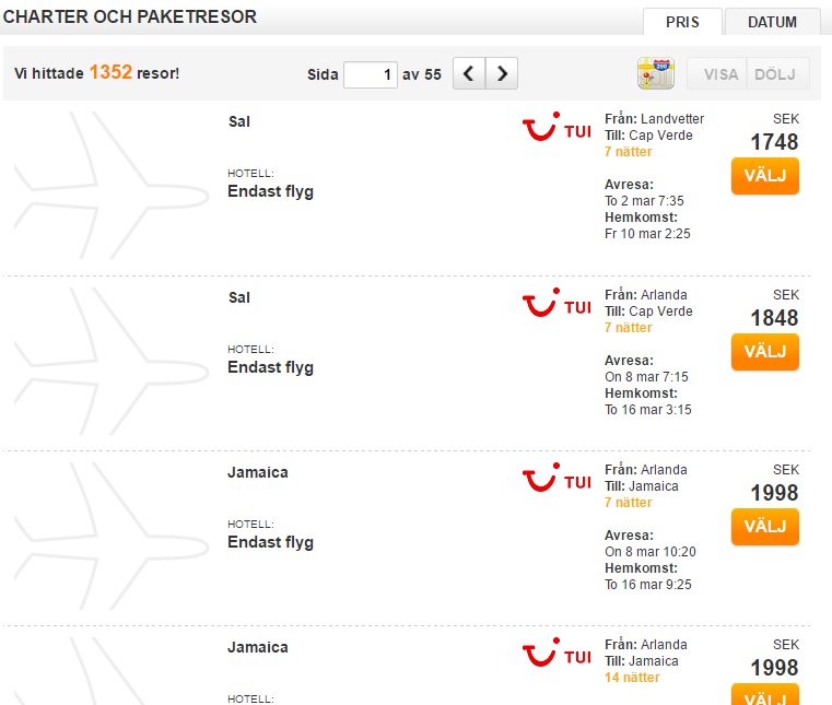 flights from sweden to cape verde